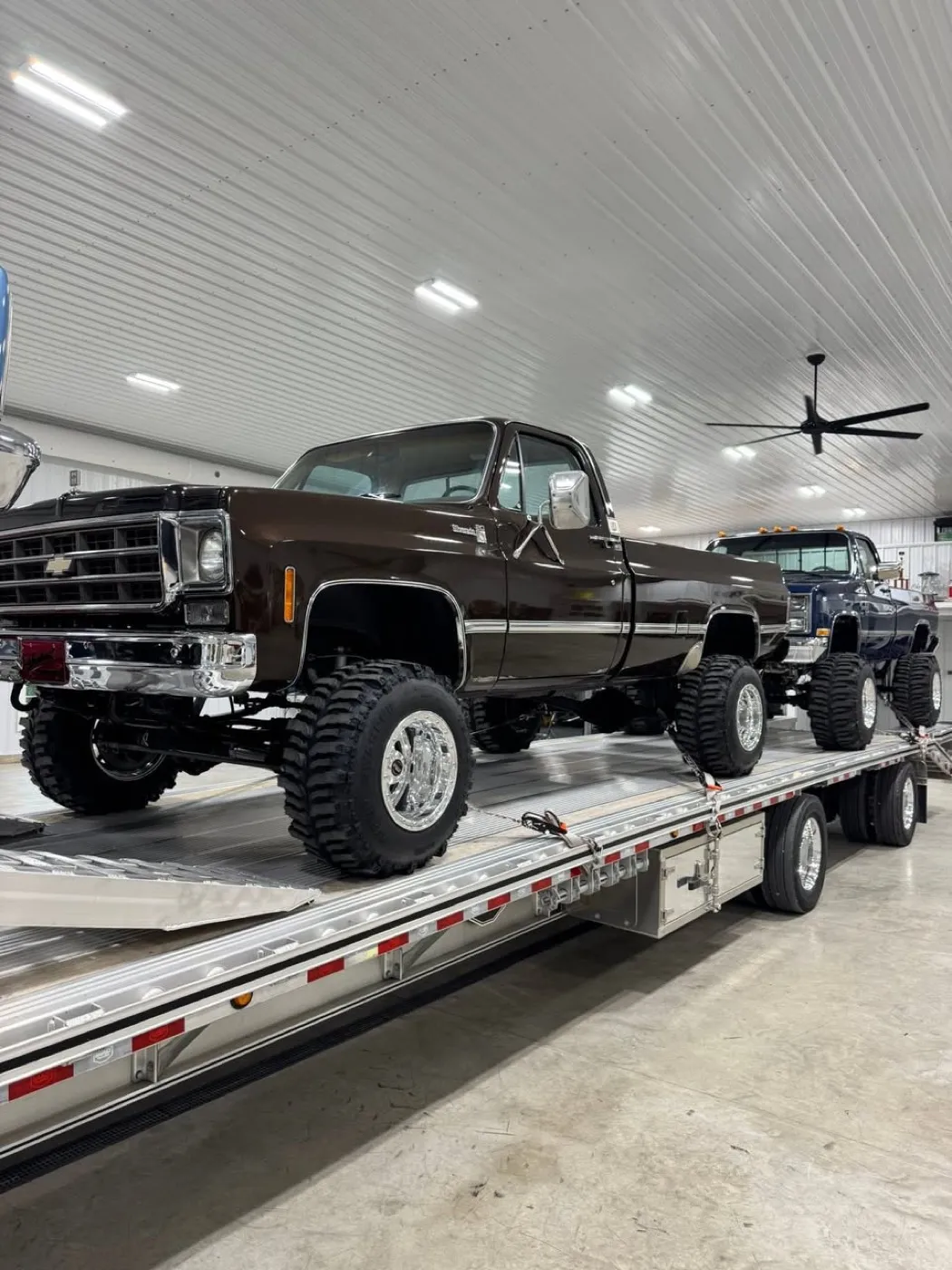Custom truck build on a trailer at Midwest Custom Trucks